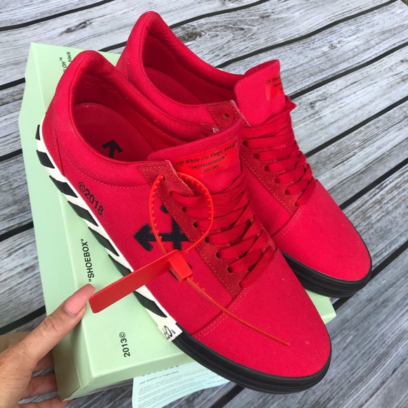 SOLD • OFF WHITE VULCANIZED STRIPED LOWTOP RED - Picture 5 of 8